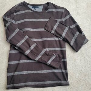 BANANA REPUBLIC Men’s Crewneck Sweater Brown Striped Cotton And Spandex Size L